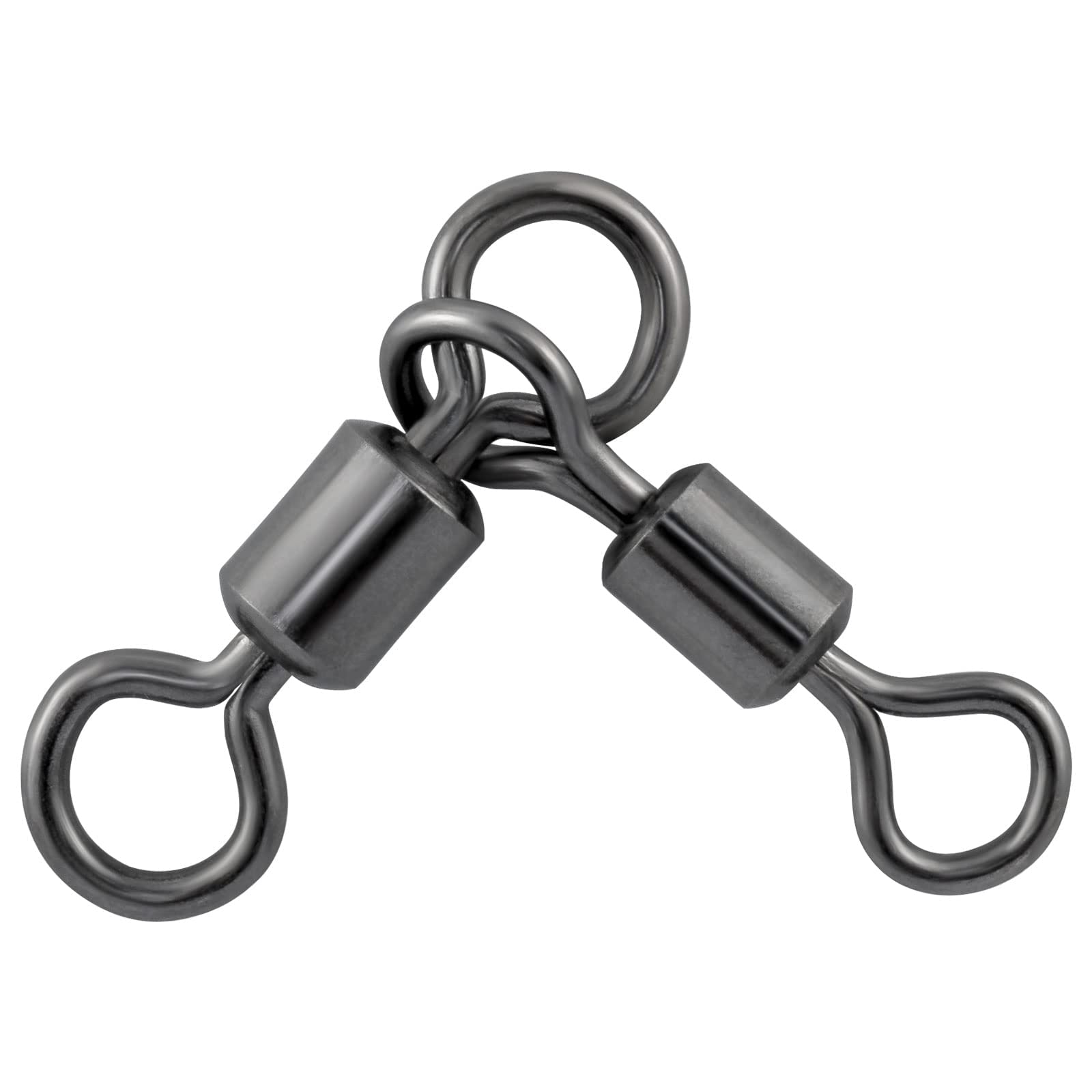 Dr.Fish 30/50 Pack 3-Way Fishing Barrel Swivels - Heavy Duty Catfish & Saltwater Tackle Hook Connectors for Surf Fishing, Trolling Rigs (Freshwater & Saltwater Use) - Perfect for Bass, Trout & Deep Sea Angling