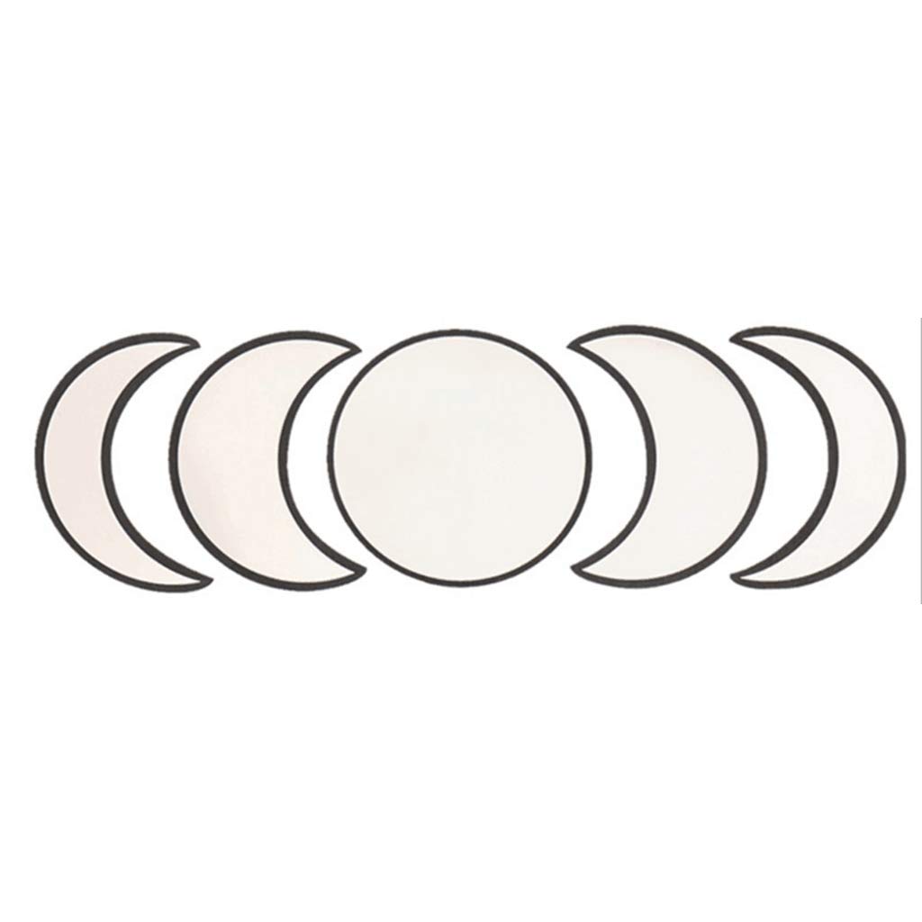 Vxkbiixxcs-o 5-Piece Scandinavian Moonphase Wall Mirror Set - Acrylic Bohemian Decor in Black for Living Room, Bedroom & Office