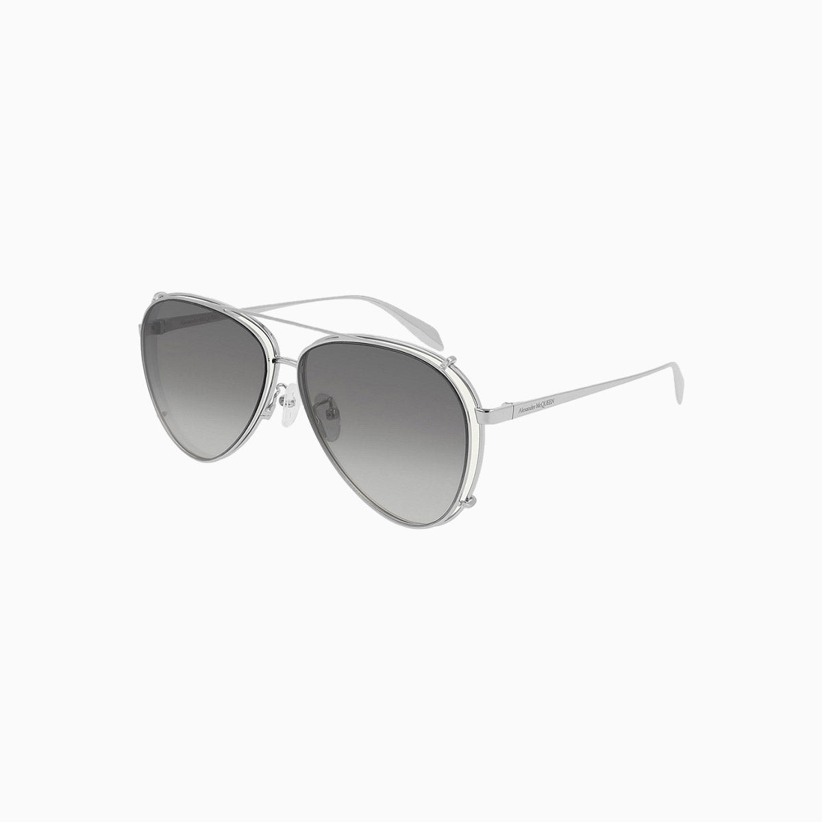 Alexander McQueen Grey Silver Metal Sunglasses for Men & Women - Luxury Designer Shades for Outdoor, Travel & Fashion