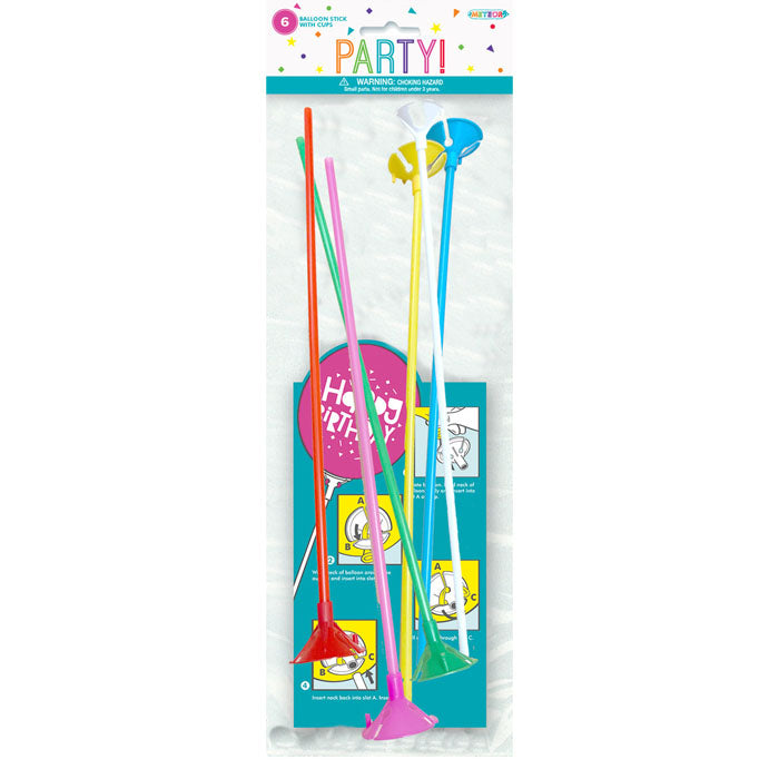 Vibrant Balloon Sticks with Cups - Party Decorations for Birthdays, Weddings & Baby Showers - Perfect for Balloon Bouquets & Event Centerpieces