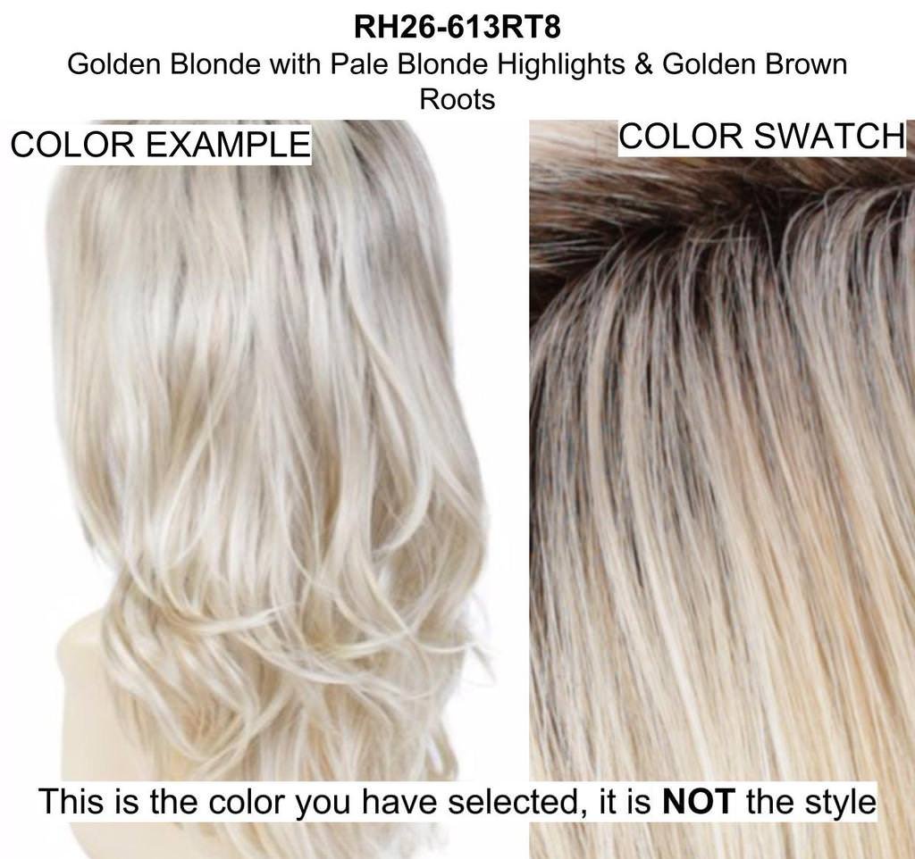 Ellen Wig by Estetica - RH26/613RT8 Blonde Ombre Synthetic Hair Wig with Free Wig Care Kit (Includes Christy's Wigs Q&A Booklet, 2oz Travel Size Shampoo, Wig Cap & Wide Tooth Comb) - Perfect for Cosplay, Costume Parties & Everyday Wear