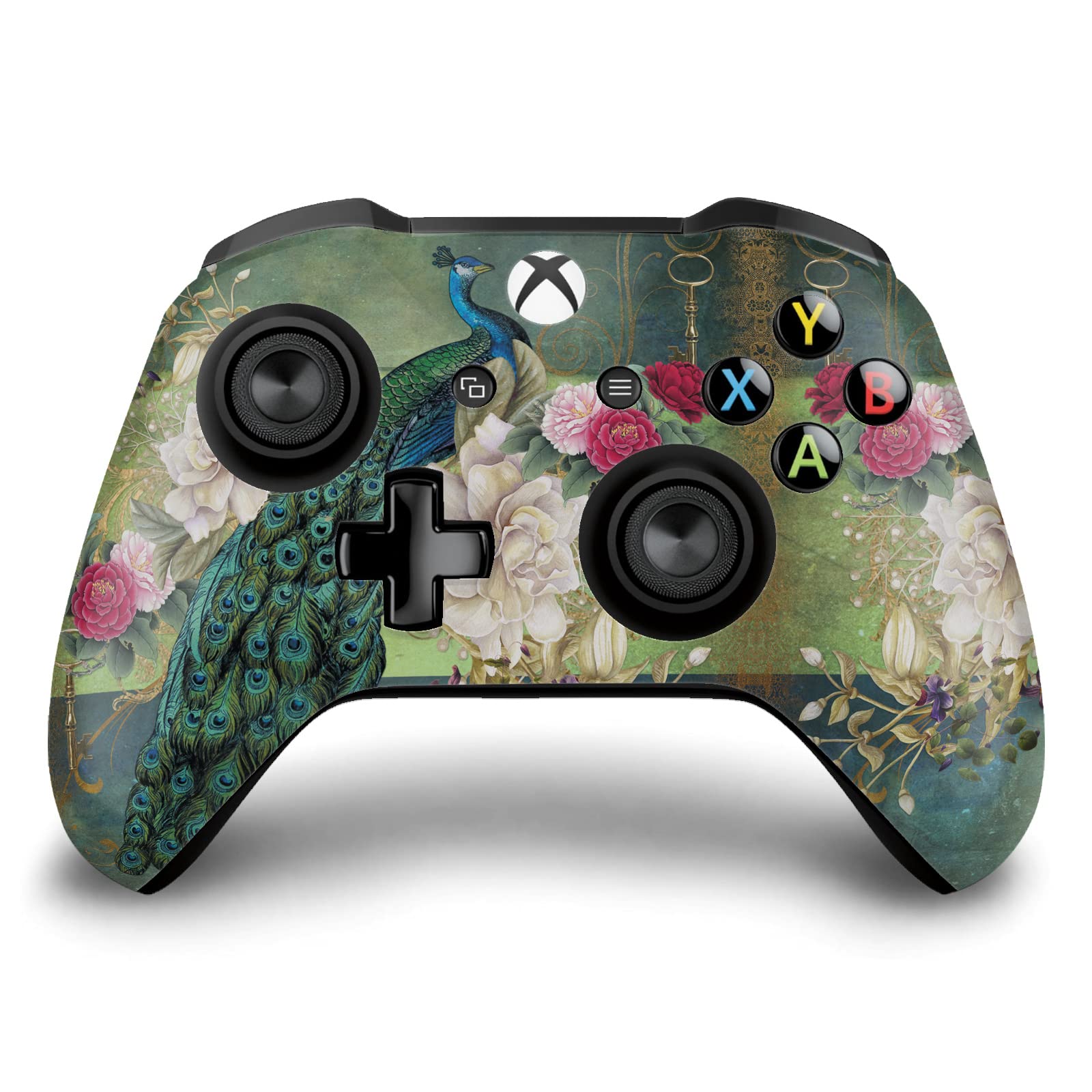 Official JENA DellaGrottaglia Peacock Animal Vinyl Skin Gaming Sticker Decal Cover Compatible with Xbox One S/X Controller - Customize Your Gaming Experience for Enhanced Grip and Style