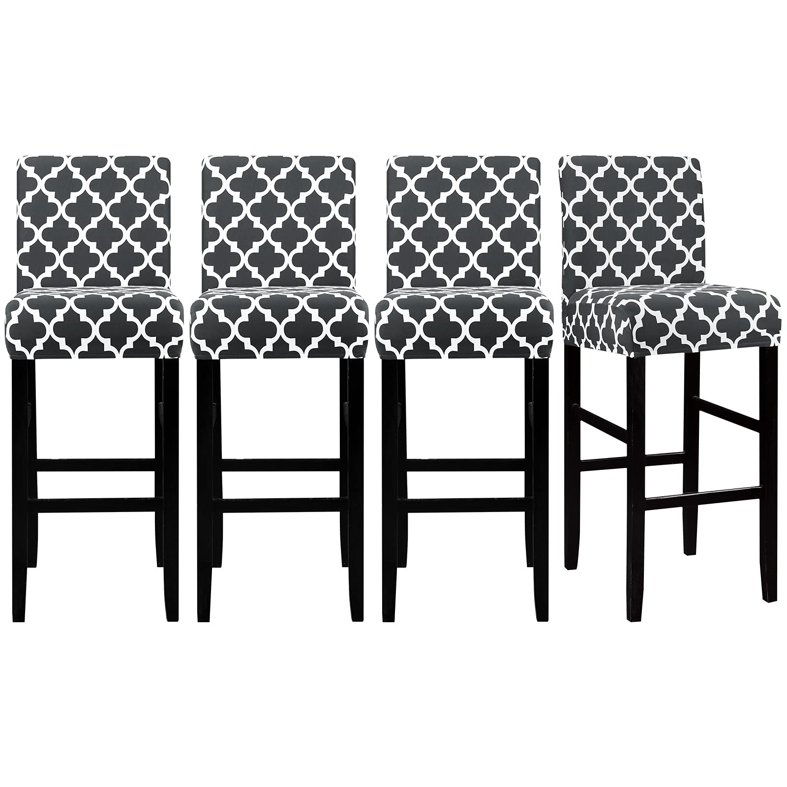 Lellen Jacquard Bar Chair Stool Covers - 4 Pack Stretch Slipcovers for Counter Height Swivel Chairs, Elegant Pattern for Dining & Kitchen Bar Stools - Perfect for Home, Cafe, and Restaurant Decor
