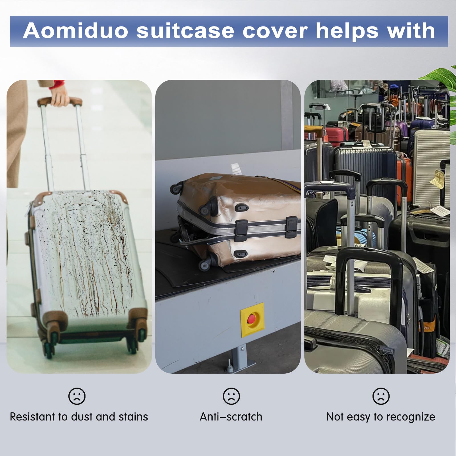 2PCS Clear PVC Luggage Cover Protector for 28 Inch Wheeled Suitcase - Waterproof Travel Suitcase Protector for Airplane, Train & Storage