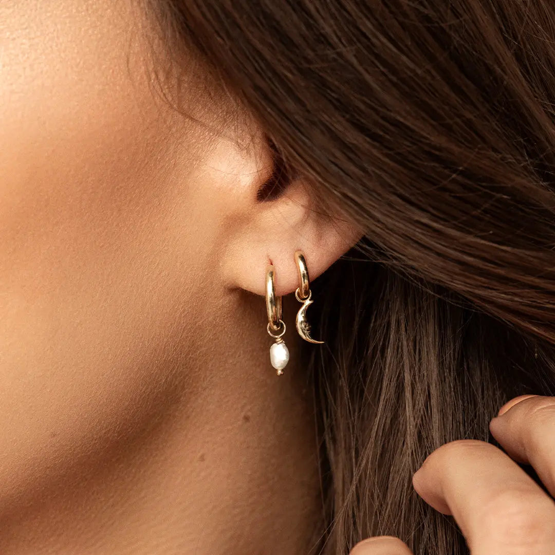 Patience Moon Plain Hoops - Minimalist Sterling Silver Earrings for Women | Perfect for Everyday Wear, Office & Casual Outfits