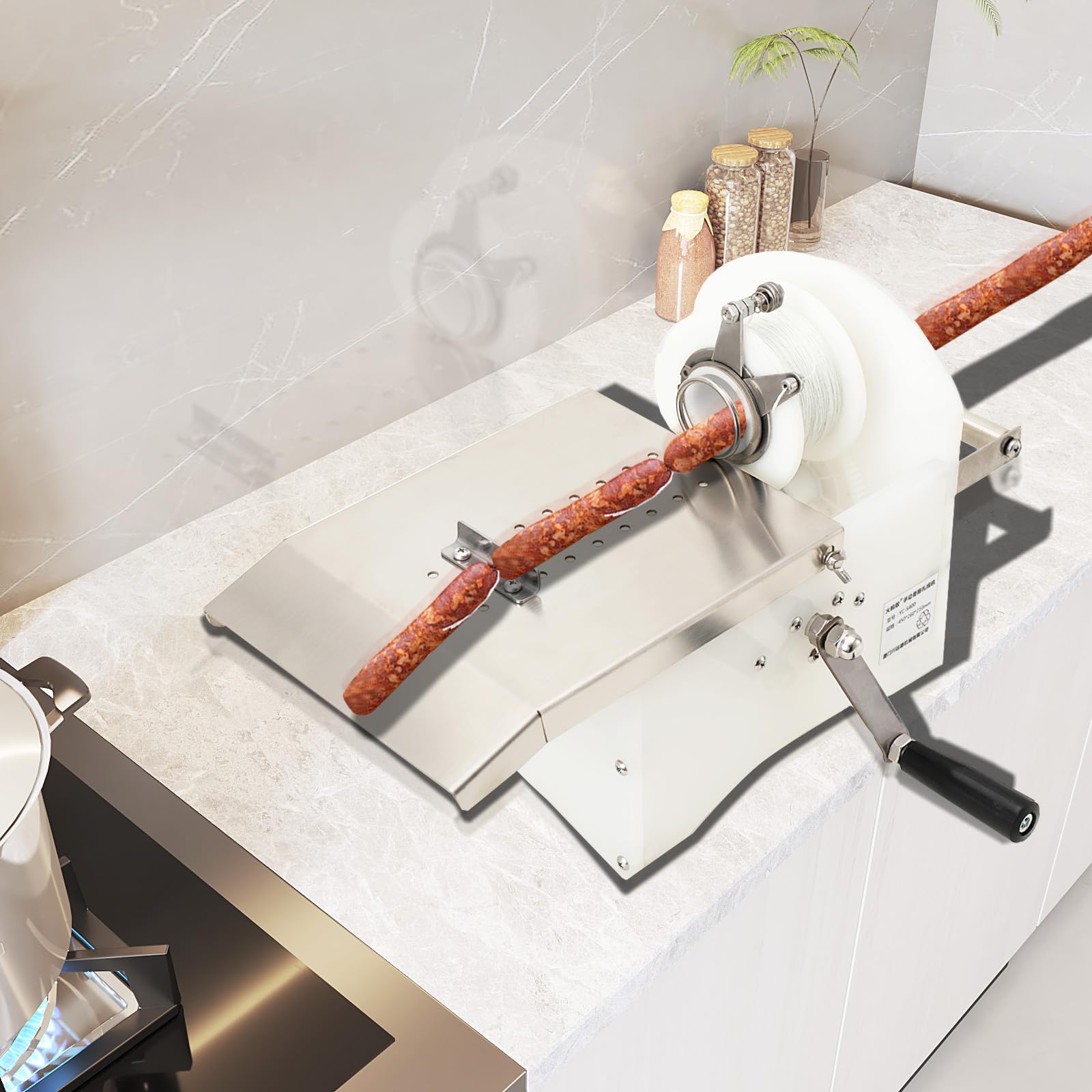 Stainless Steel Manual Sausage Stuffer & Linker Machine - 0-42mm Sausage Diameter | Sausage Making & Knotting Tool for Home Kitchen & Commercial Use | Perfect for Homemade Sausages, Bratwurst & Breakfast Links