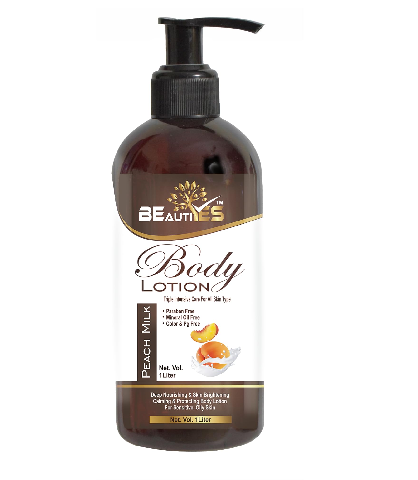 BeautyYes Chocolate Body Lotion & Peach Milk Body Lotion Combo - 2 Pack (1 Liter Each) - Hydrating & Nourishing Moisturizer for Dry Skin - Perfect for Daily Use & Gift Giving