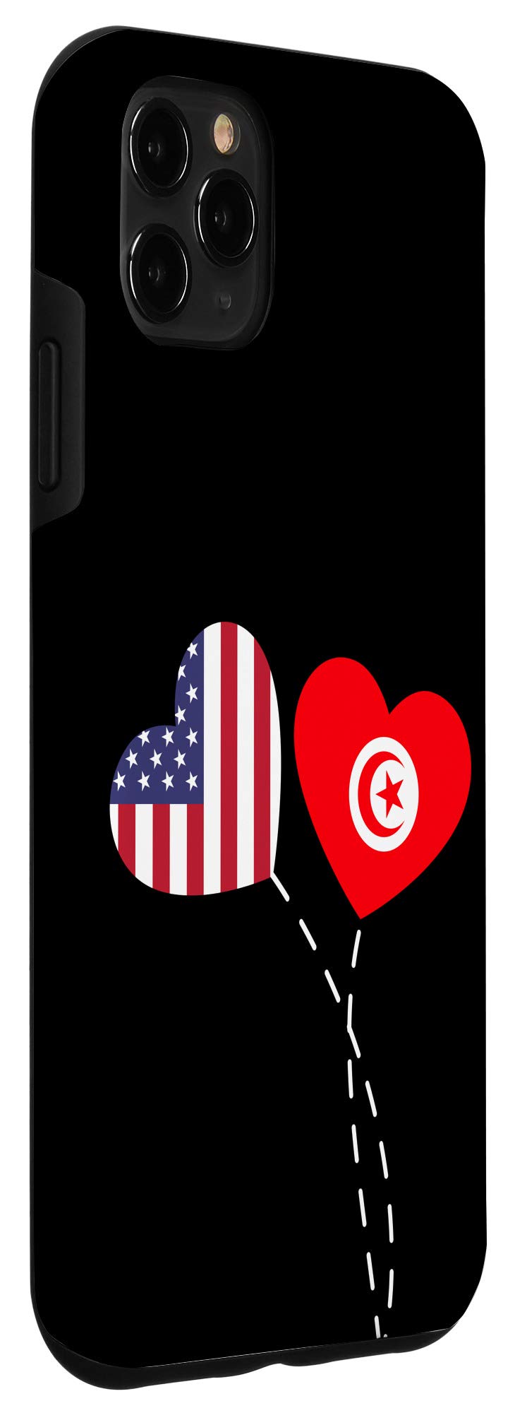 iPhone 11 Pro Max Case - Tunisia USA Flag Heart Design for Tunisian Americans | Durable Protective Cover for Daily Use, Travel & Gift Giving