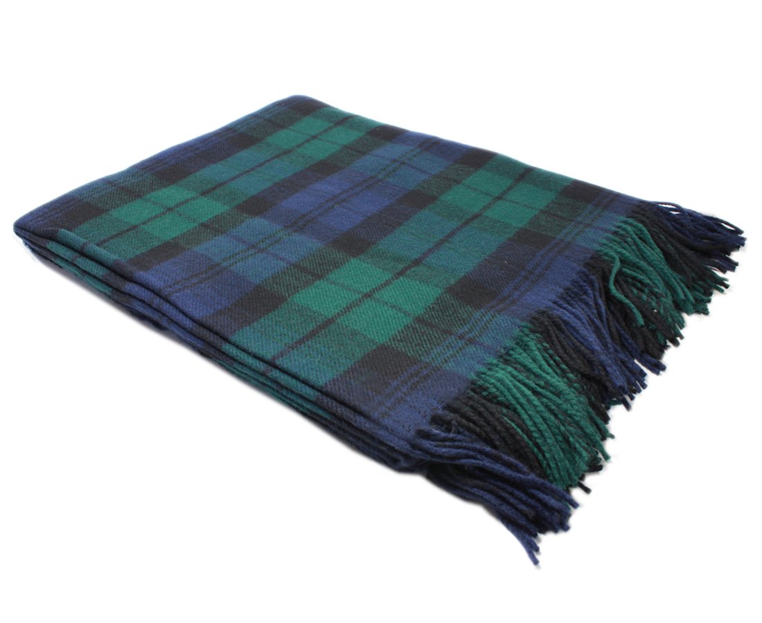 Lochcarron of Scotland Black Watch Tartan Lambswool Blanket - Soft & Warm Wool Throw for Sofa, Bed, or Travel - Perfect for Cozy Nights & Home Decor