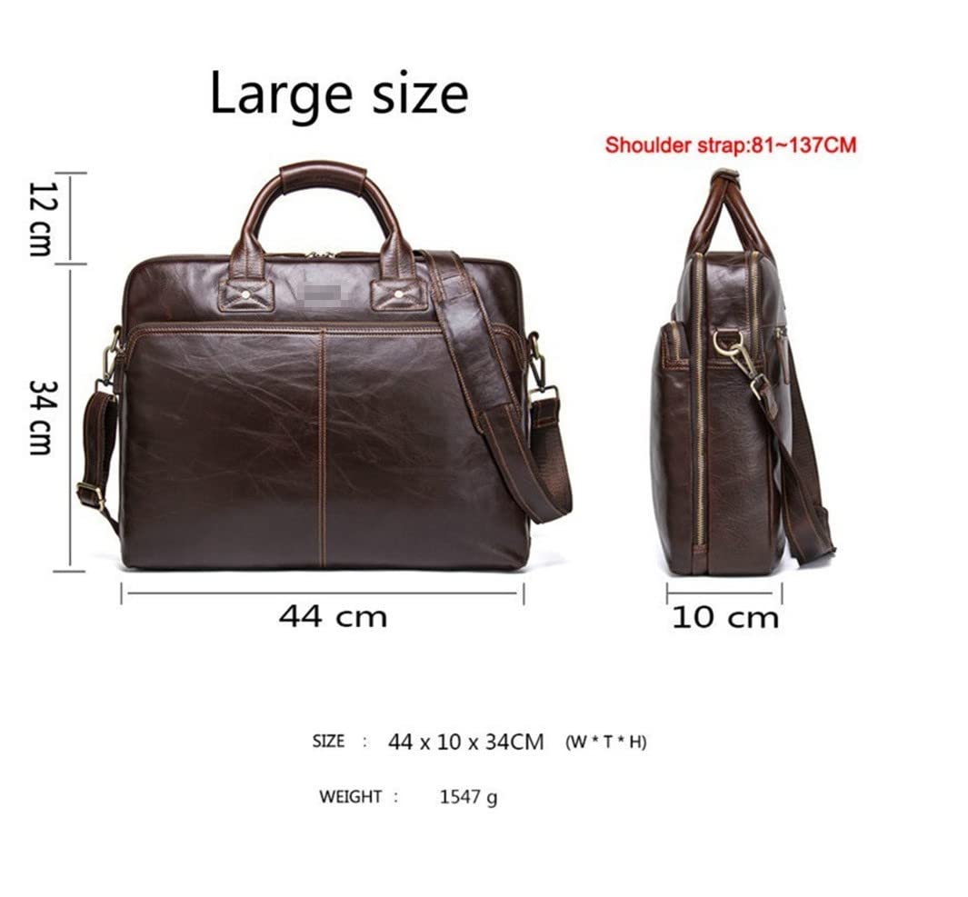 Premium Genuine Leather Laptop Briefcase for Men & Women - Business Computer Bag with Shoulder Strap - Perfect for Office, Work, Travel & Professional Meetings