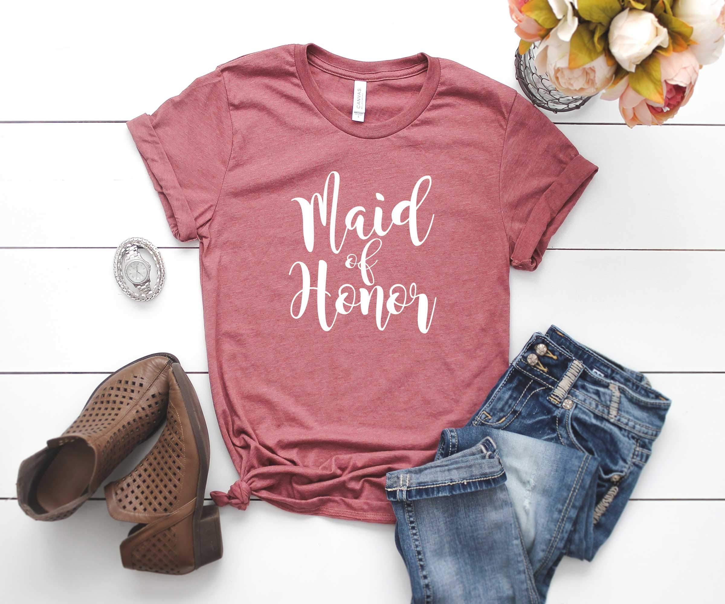 Blue Sand Textiles Maid of Honor Shirt - Wedding Party T-Shirt for Bridesmaids & Groomsmen | Unisex Bachelorette Party Apparel - Perfect for Bridal Showers, Rehearsal Dinners & Girls' Night Out