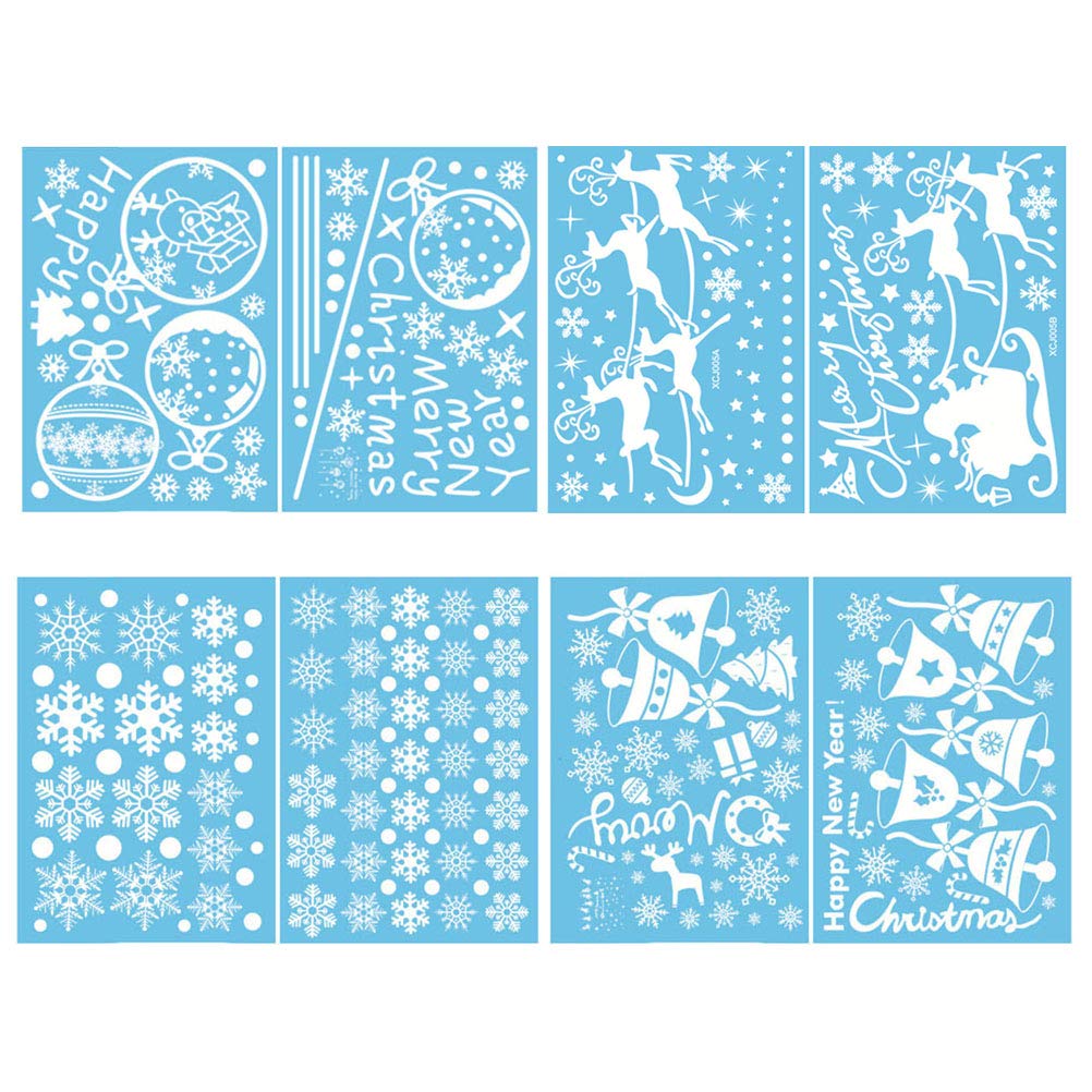 4 Sheets Christmas Window Stickers - Snowflake, Bell, Deer & Ball Pendant Decals for Xmas Winter Home Decor - Perfect for Living Room, Bedroom, Office & Holiday Party Decorations