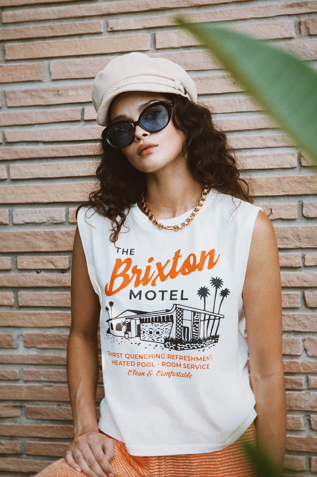 Brixton Motel Muscle Tank Top for Women - Soft Vintage Style Off White Sleeveless Shirt - Perfect for Summer, Casual Wear, and Music Festivals