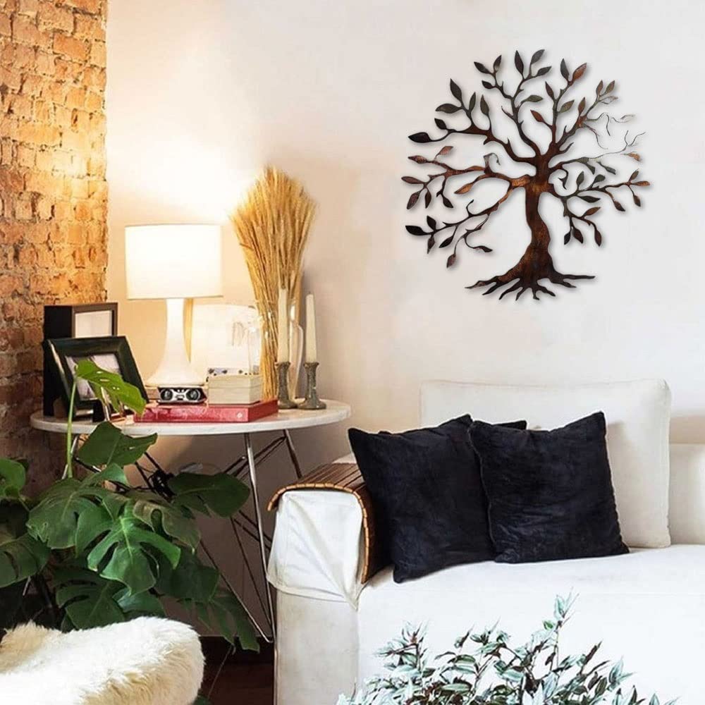 JILIP Olive Tree Metal Wall Art - 3D Abstract Metal Tree Sculpture for Home & Office Decor, 35cm/13.8 Inch - Perfect for Living Room, Bedroom, or Office Wall Decoration