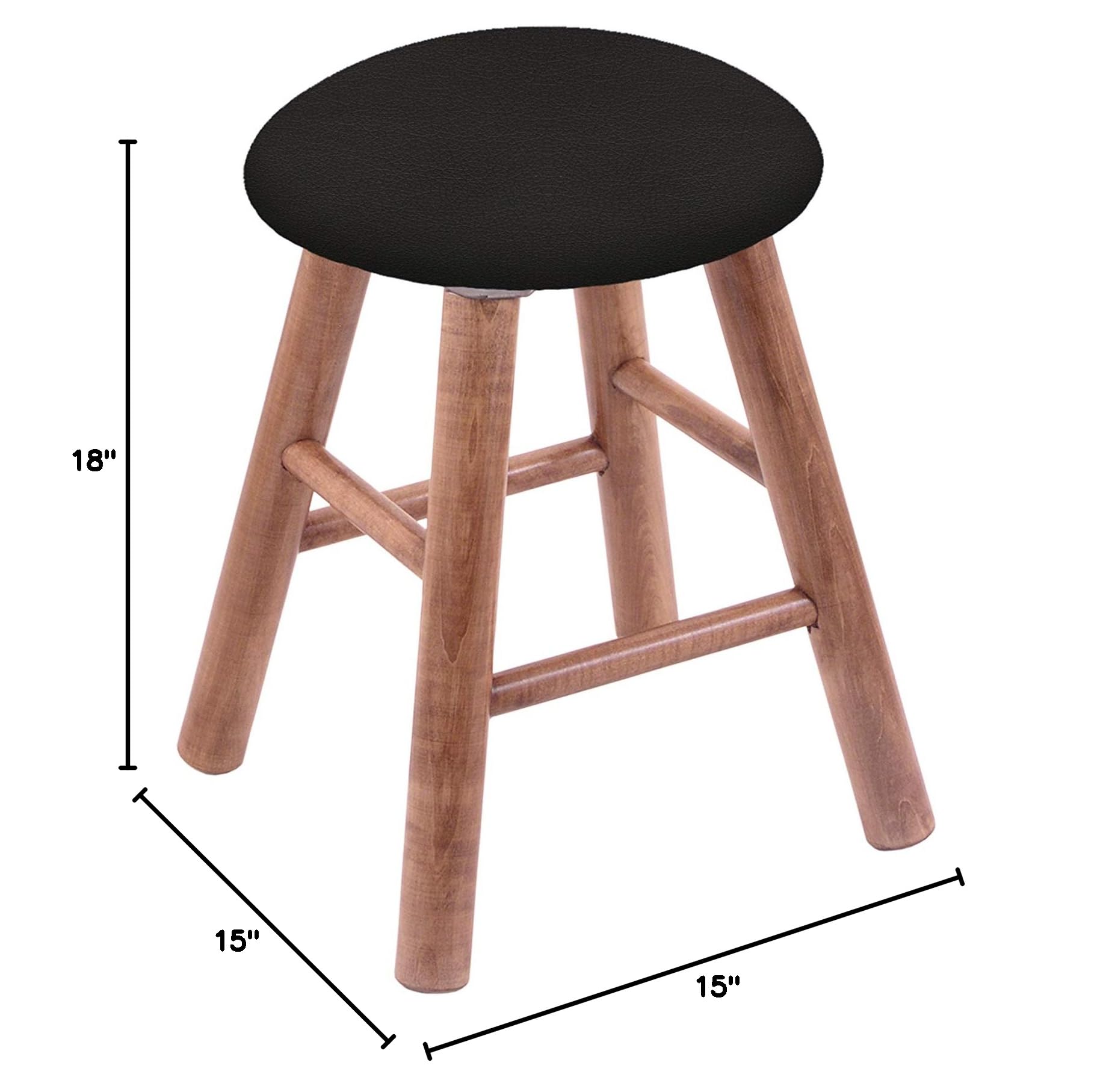 Medium Finish Maple Vanity Stool with Canter Espresso Seat - Perfect for Bedroom Dressing Tables, Makeup Stations & Bathroom Vanities