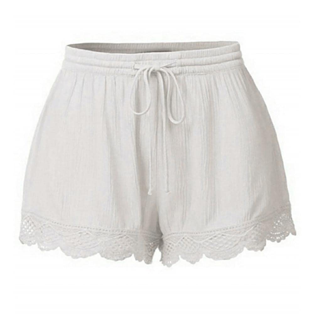 Women's Summer Fashion Shorts - Lace Trim Baggy Drawstring Elastic Waist Casual Shorts for Plus Size | Perfect for Beach, Vacation & Everyday Wear