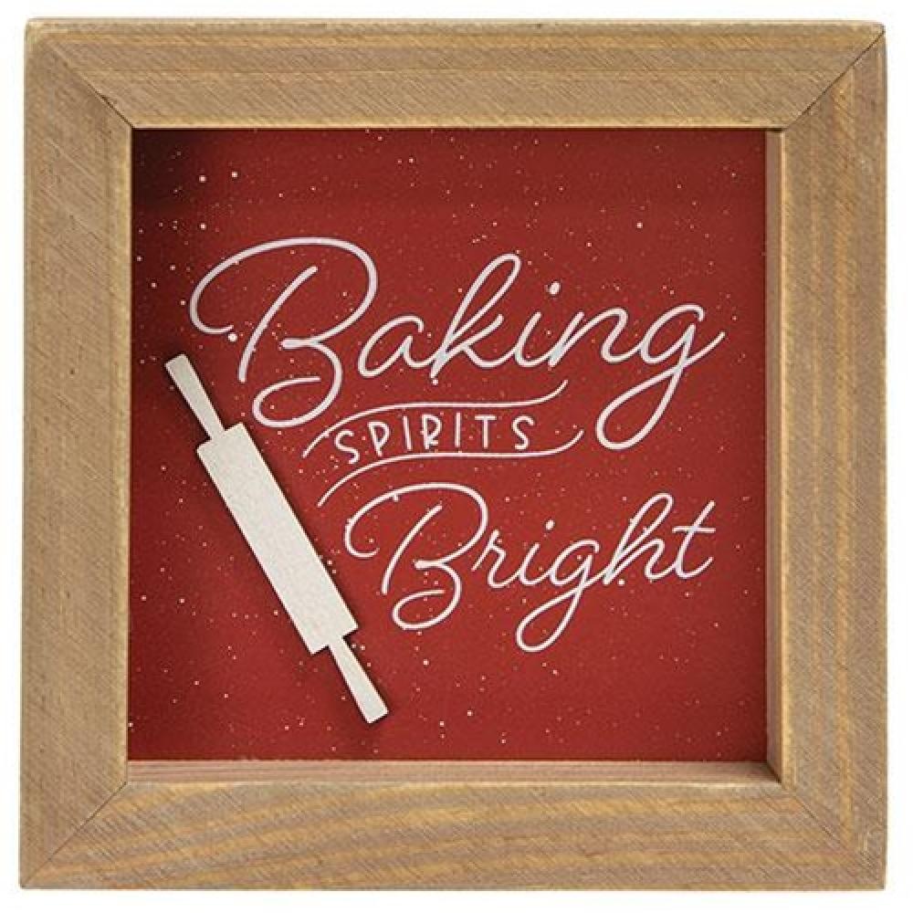 Baking Spirits Bright Framed Sign - Christmas Kitchen Wall Decor for Holiday Baking & Cozy Home Decor - Perfect for Farmhouse, Coffee Shops, and Gift Giving