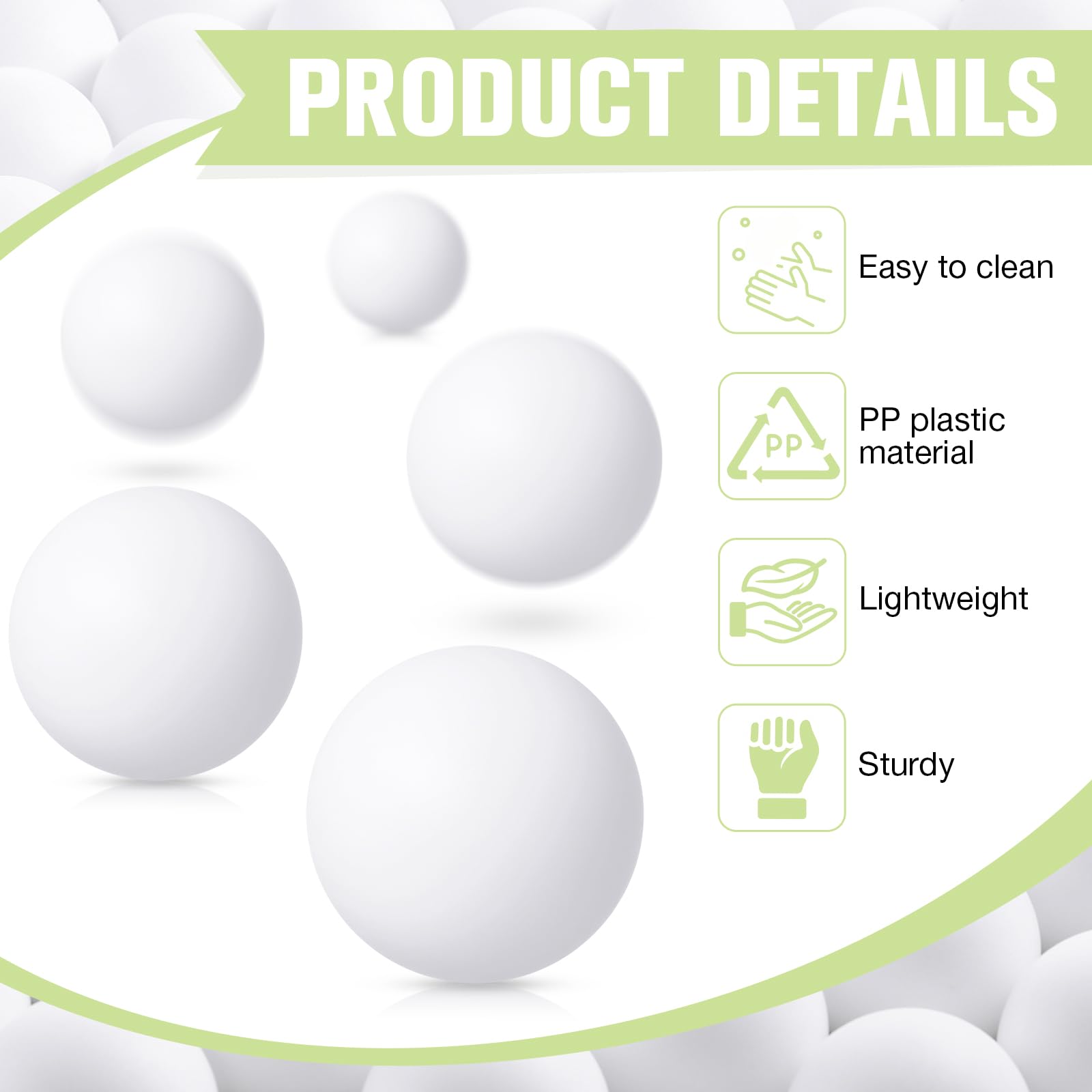 Lewtemi 300 Pack 2.4g 40mm Ping Pong Balls - High Bounce Plastic Table Tennis Balls for Beer Pong, Party Games, Sports & Arts & Crafts | Perfect for Indoor/Outdoor Activities, Decorations & Entertainment