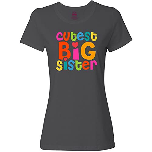 Inktastic Cutest Big Sister Women's T-Shirt - Comfortable Cotton Tee for Sisters - Perfect for Family Events, Birthdays & Sibling Gifts