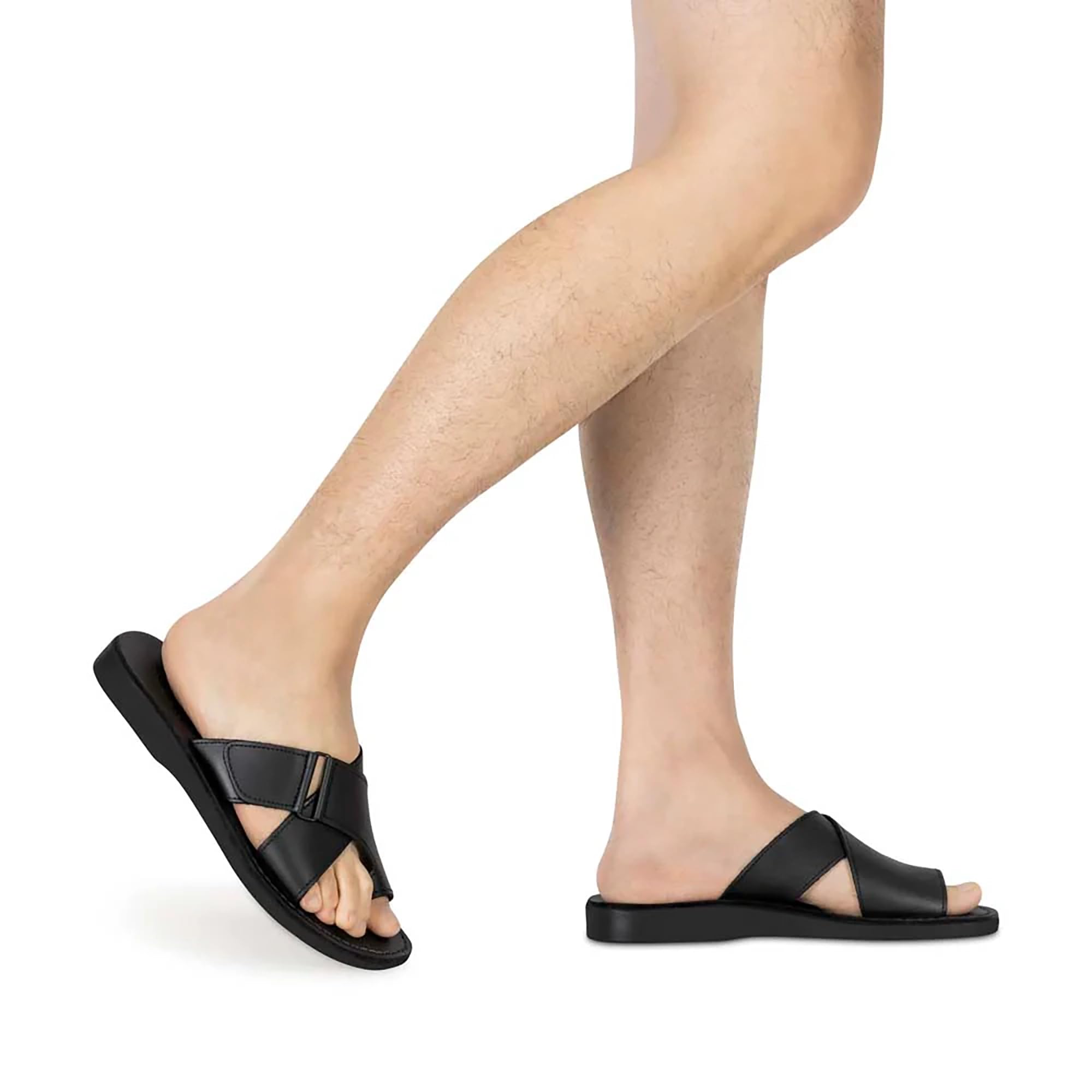 Asher Men's Leather Slide Sandals - Comfortable & Stylish Casual Footwear for Summer, Beach, and Relaxation