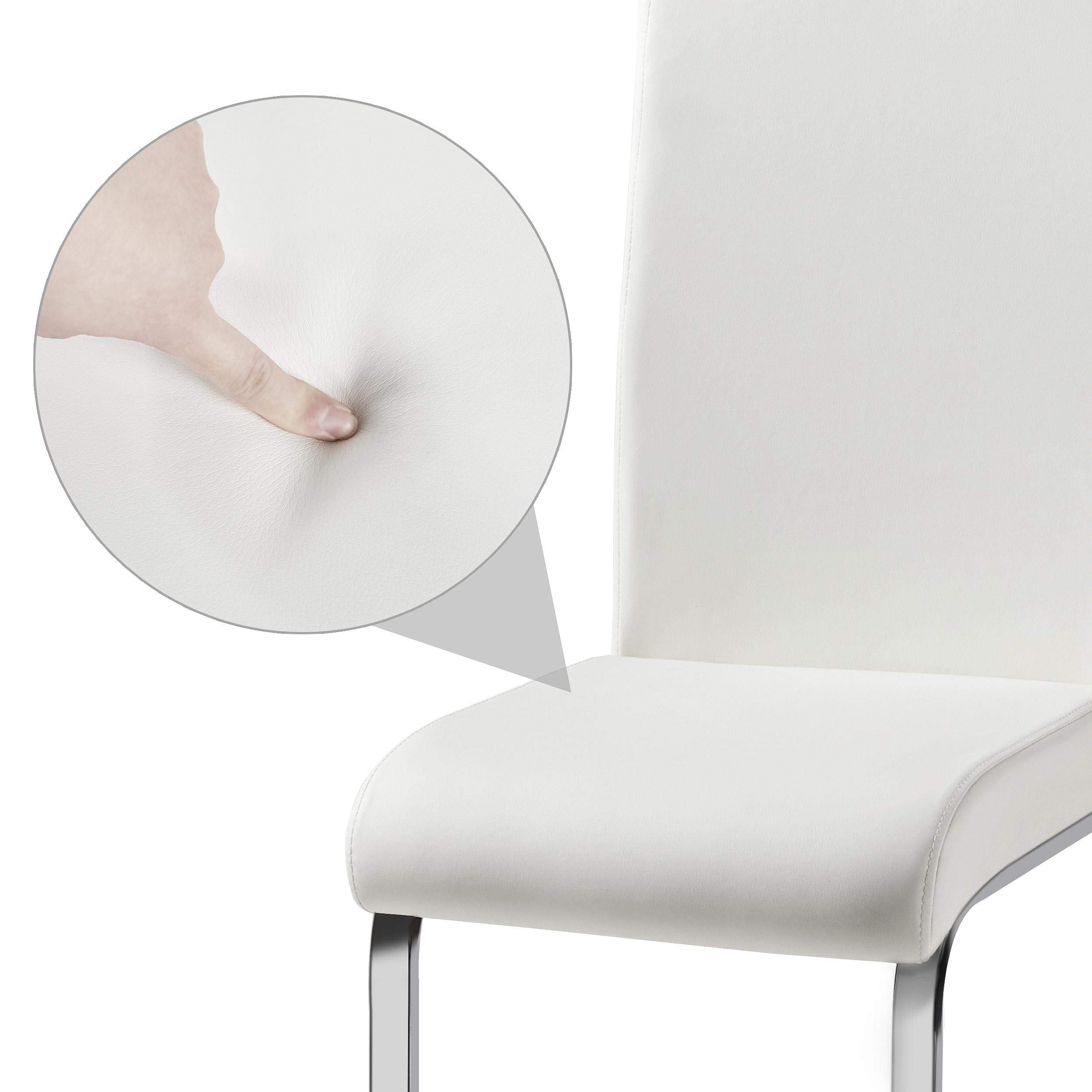 YAHEETECH 4-Piece Modern Dining Chairs Set - PU Leather Upholstered Armless Side Chairs with High Back & Metal Legs for Kitchen, Dining Room, Living Room - Perfect for Small Spaces, Breakfast Nook, and Contemporary Home Decor (White)