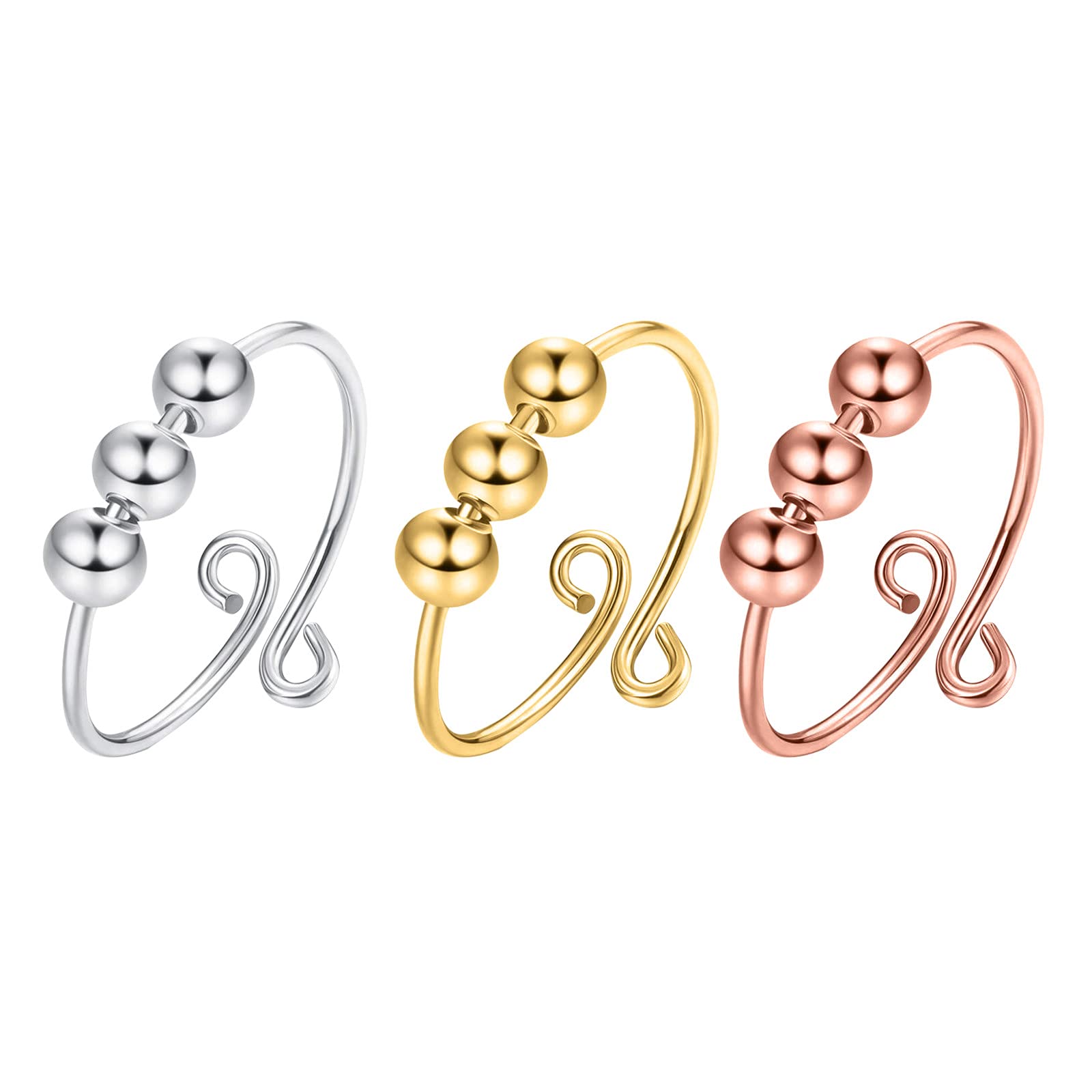 Adjustable Spiral Promise Ring for Women & Men - Anxiety Relief Wedding Band, Stackable Coil Finger Ring for Teens & Adults (Multicolor, One Size) - Perfect for Couples, Stress Relief & Everyday Wear
