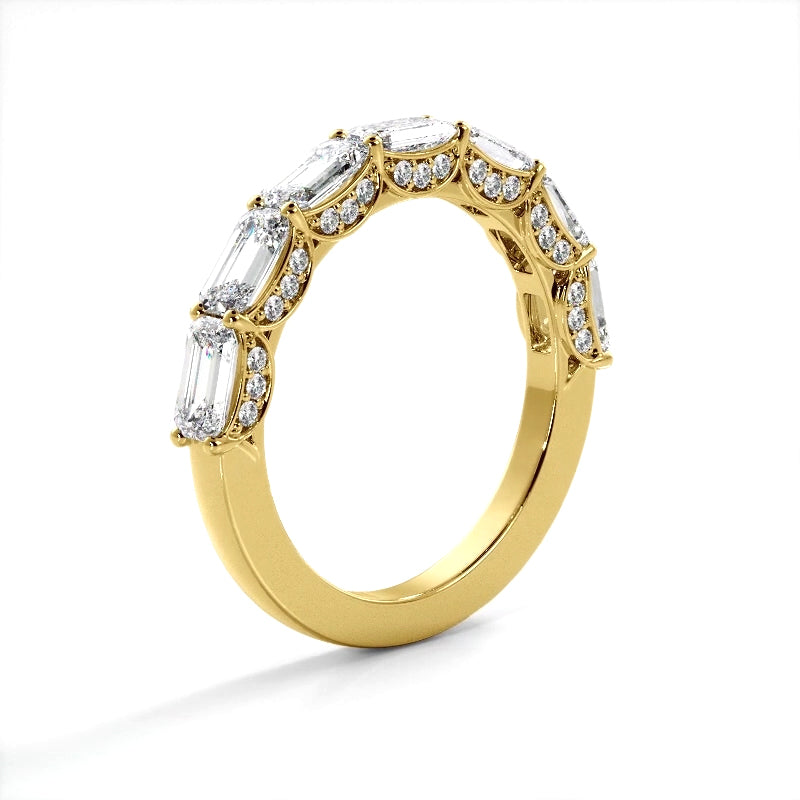 3.01 Carat Round & Emerald Cut Diamond Wedding Band – Elegant Bridal Ring for Engagement, Anniversary & Special Occasions