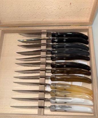 Premium Claude Dozorme 12-Piece Steak Knife Set - High-Quality Stainless Steel Steak Knives for Steakhouse-Style Dining, BBQ Parties & Elegant Dinner Gatherings