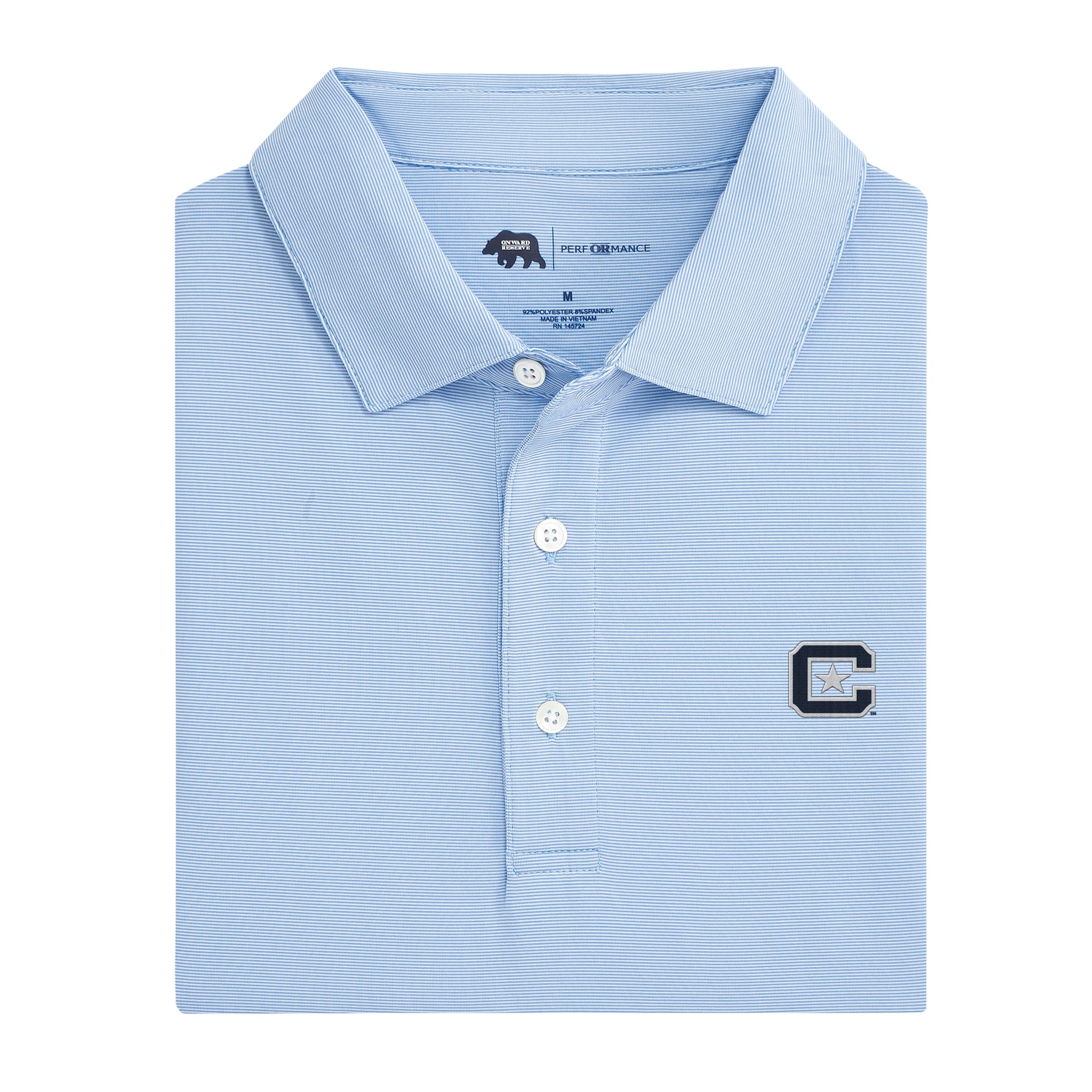 The Citadel Men's Performance Polo Shirt with Hairline Stripe - Moisture Wicking, Breathable Fabric for Golf, Tennis & Business Casual Wear
