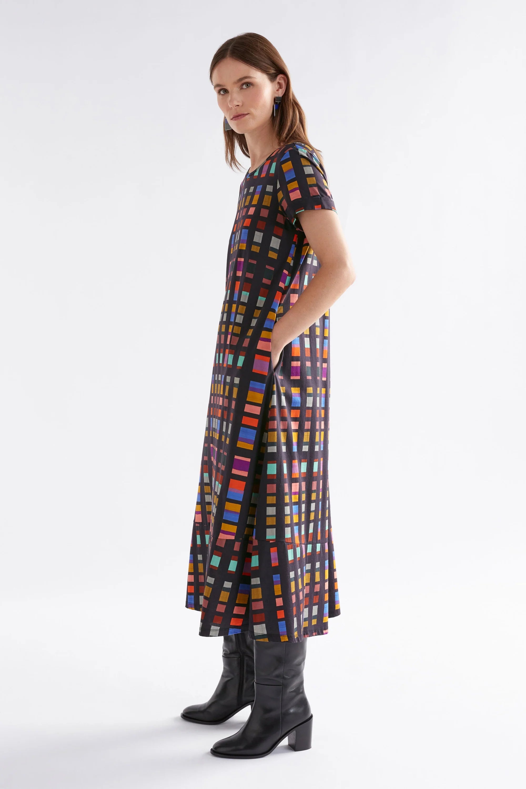 ELK Haki Dress Tessela Print - Stylish Floral Print Midi Dress for Women | Perfect for Casual Outings, Parties & Summer Vacations