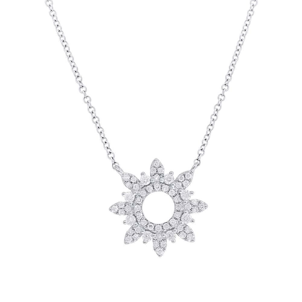 14K Gold 0.22 CTW Diamond Snowflake Pendant Necklace for Women - Elegant Christmas Gift & Winter Jewelry for Parties, Weddings & Special Occasions