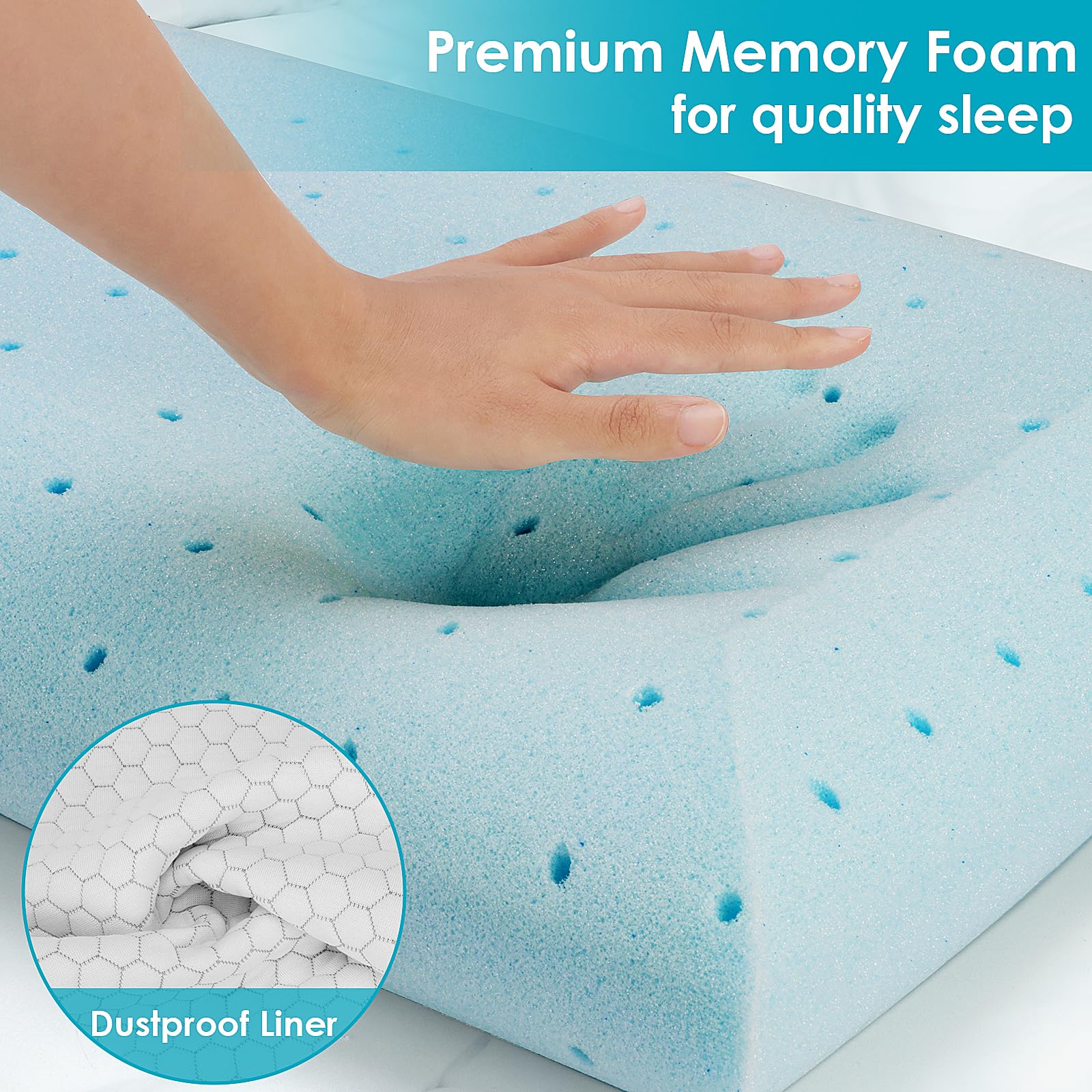 Memory Foam Pillow for Side Back Stomach Sleepers - Breathable Cooling Bed Pillow with Washable Cover - Standard Size Grey - Perfect for Home, Travel & Hotel Use