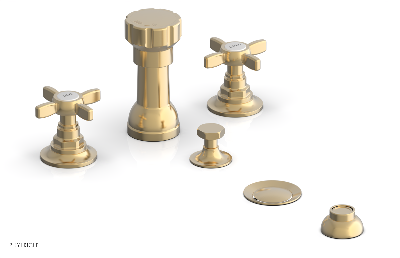 Jamestown 4-Hole Bidet Faucet Set with Cross Handles - 165 60 Series - Perfect for Modern Bathroom Renovations & Hygienic Cleaning