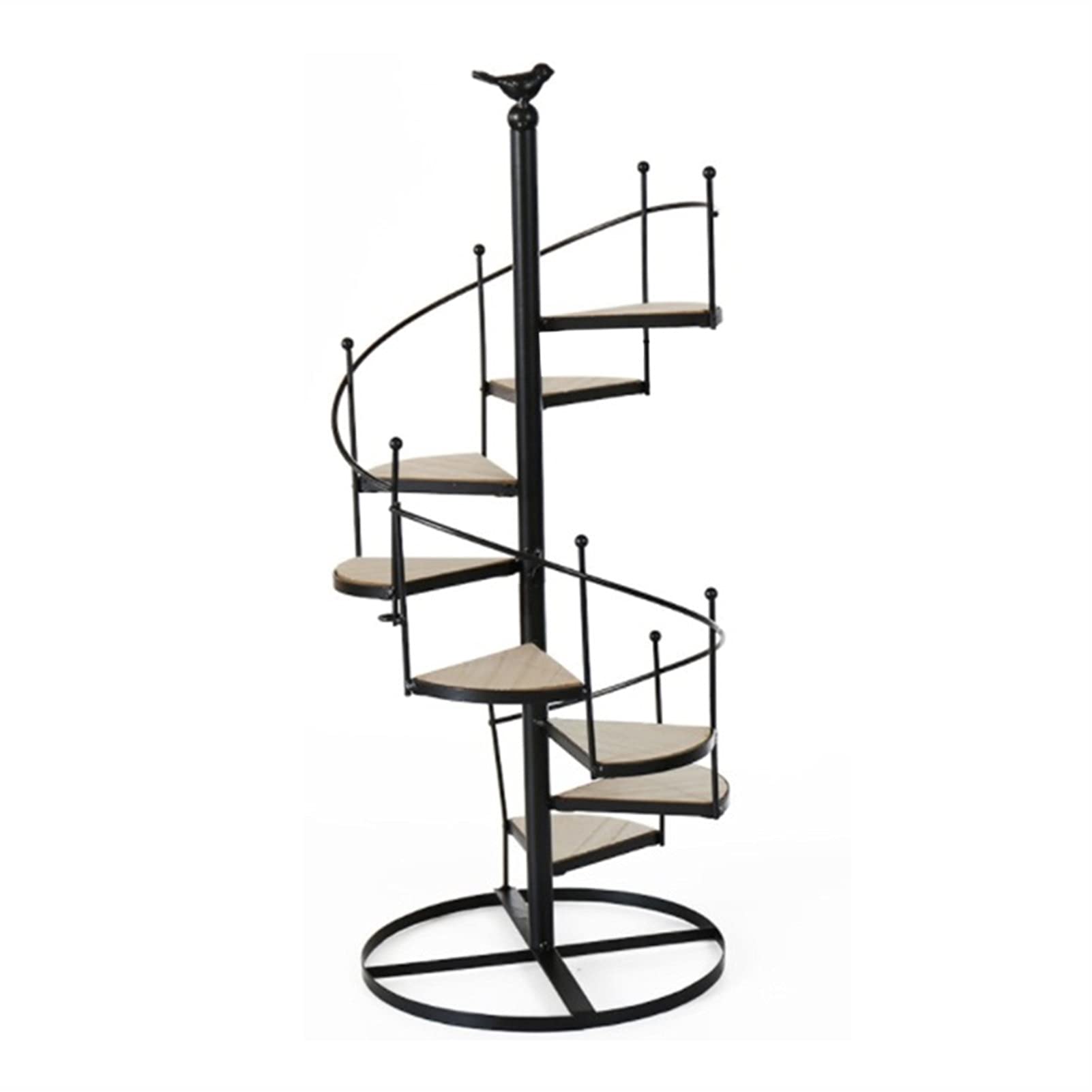 Nordic Modern Vintage Iron Planter Rack - 8 Tier Swirl Stair Plant Stand for Indoor/Outdoor Use - Flower Pot Herb Holder Display Shelf for Home Garden, Balcony & Patio Decor (Color: A)