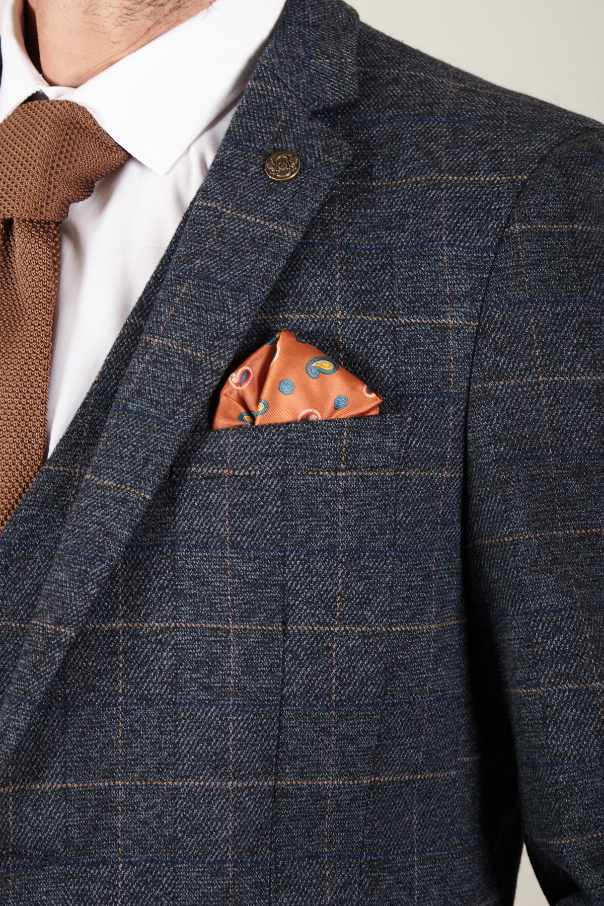 SCOTT Blue Check Two Piece Suit for Men - Classic Business Formal Attire for Office, Wedding & Special Occasions