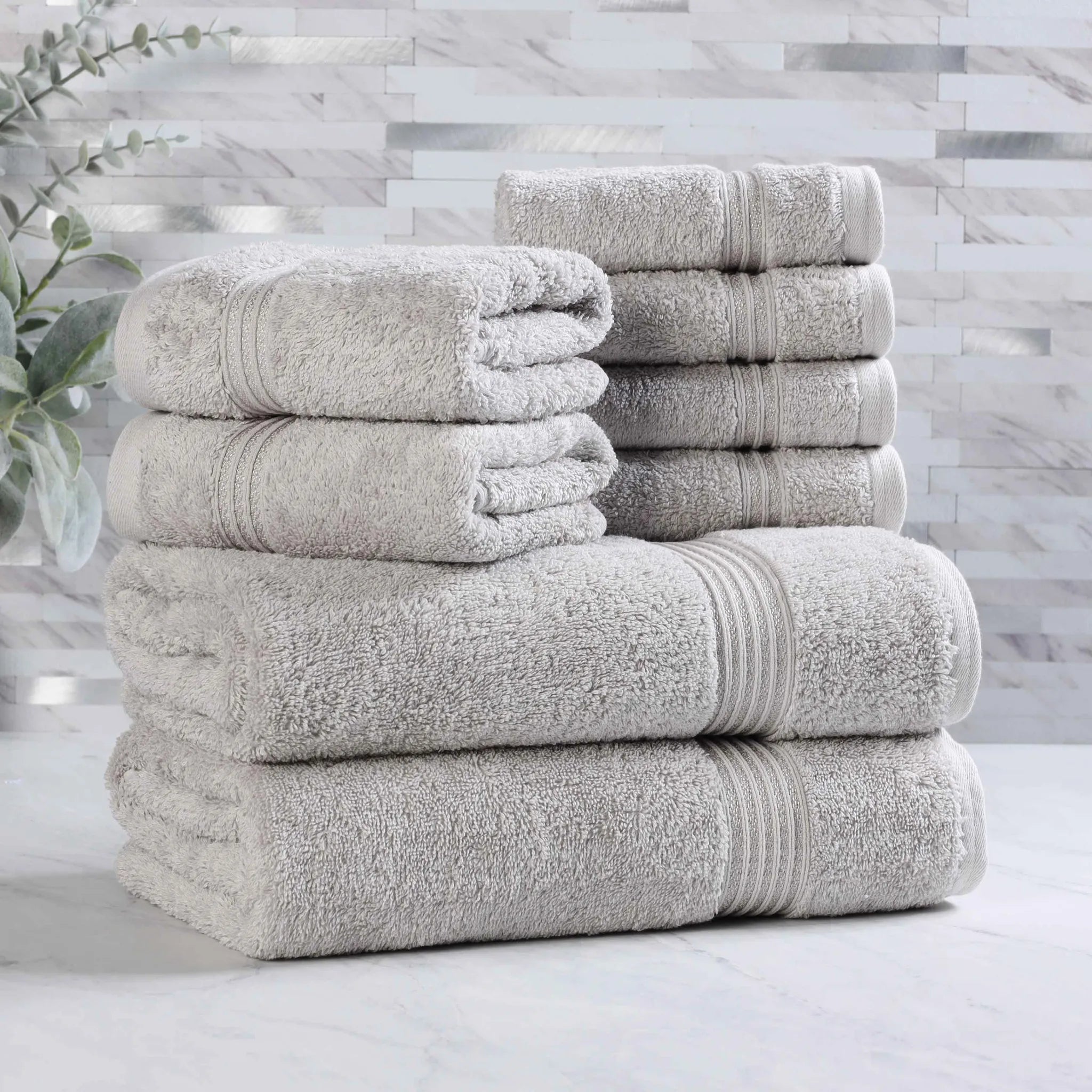 Premium Heritage Egyptian Cotton Plush Heavyweight 8-Piece Bath Towel Set - Ultra Soft & Absorbent for Spa, Luxury Hotel & Home Bathroom Use