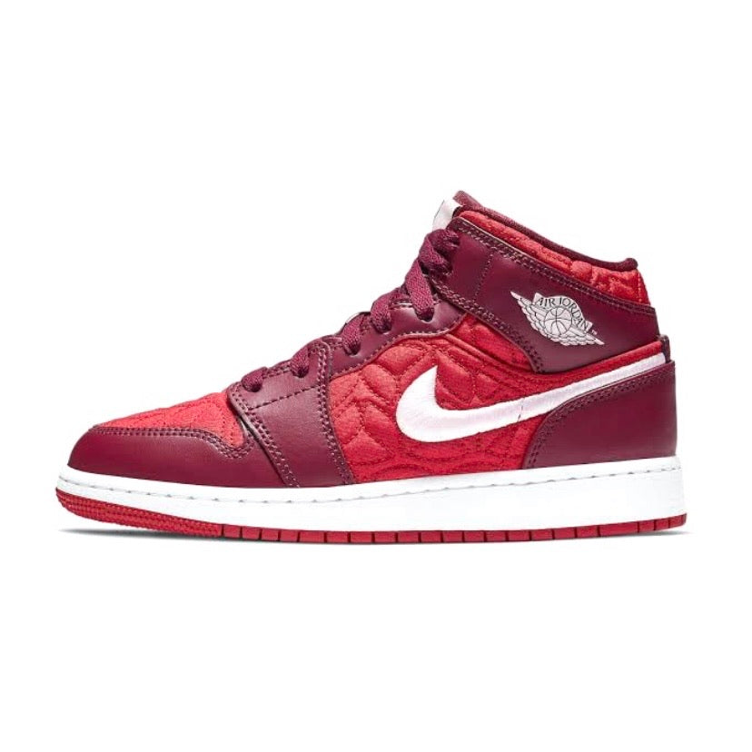 Air Jordan 1 Mid GS SE Pink Foam Red Quilt Basketball Shoes for Girls - Perfect for School, Sports & Street Fashion