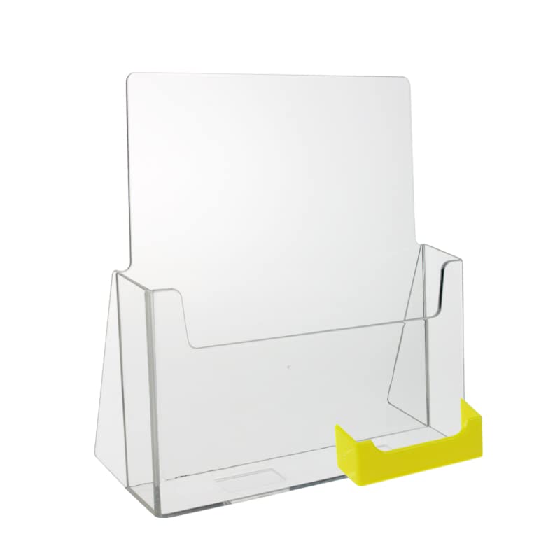 Source One Large Brochure Holder 8.5 x 11 Inches with Business Card Slot - 8 Pack Yellow - Perfect for Offices, Hotels, and Reception Areas