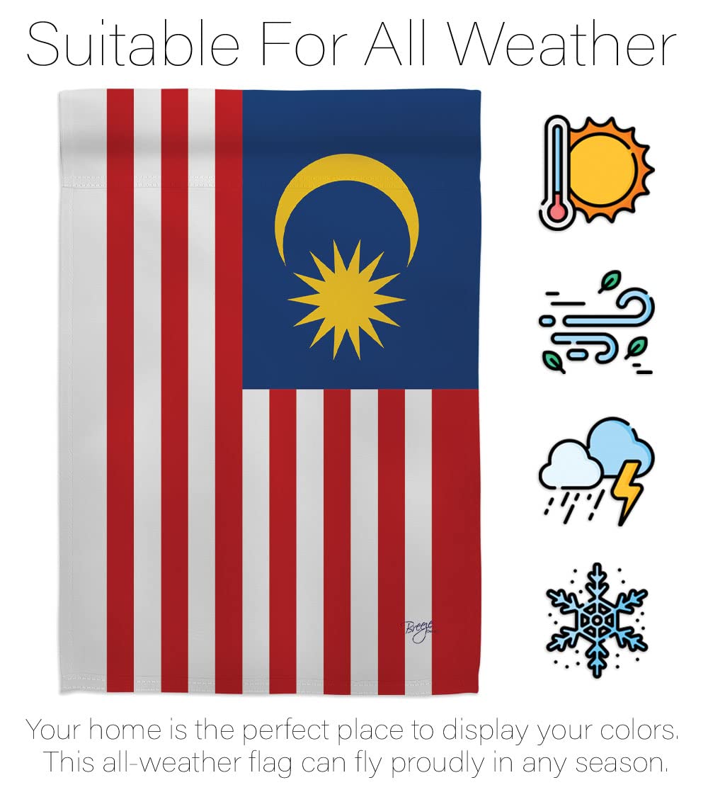 Breeze Decor Malaysia Garden Flag Set - Double-Sided Yard Banner for Home & Garden Decor