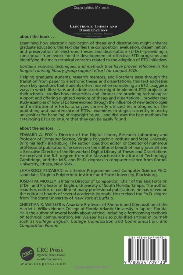 Electronic Theses and Dissertations - Digital Academic Research Books for Library & Information Science Studies | Perfect for Researchers, Students & Librarians