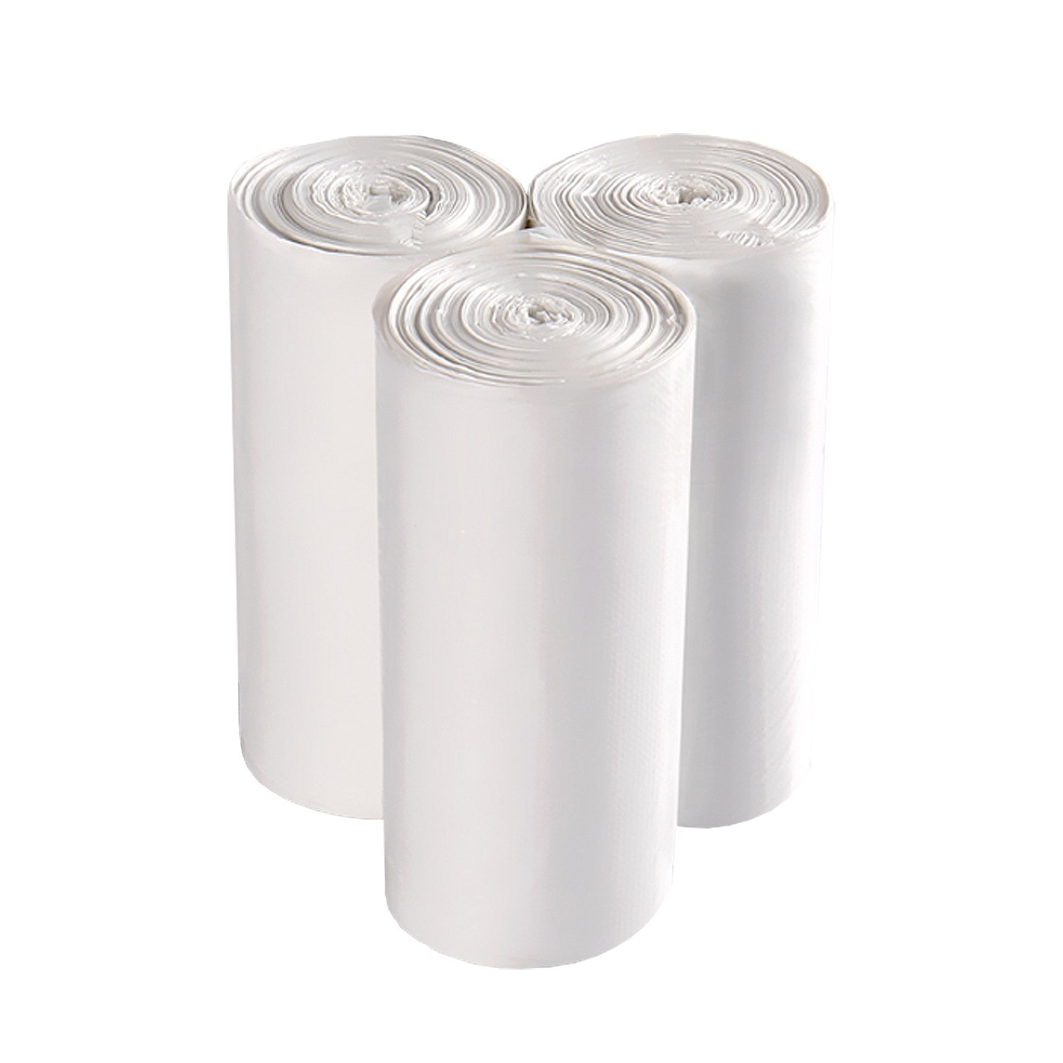 4 Gallon Medium Trash Bags - 150 Count (3 Rolls) - Clear White Heavy Duty Garbage Bags for Kitchen, Bathroom, Office & Outdoor Use