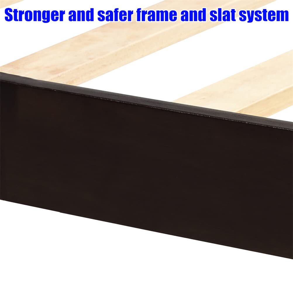 **Solid Wood Platform Bed Frame with Headboard - Reinforced Slat Support, No Box Spring Needed - Twin Size, Espresso Finish - Sturdy & Safe for Adults & Kids - Perfect for Bedrooms, Guest Rooms & Dorms**