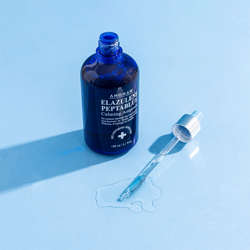 AHOHWA Elazulene Peptablue Calming Ampoule 50ml - Soothing Serum for Sensitive Skin, Redness Relief & Skin Barrier Repair - Perfect for Post-Treatment Care & Daily Skincare Routine
