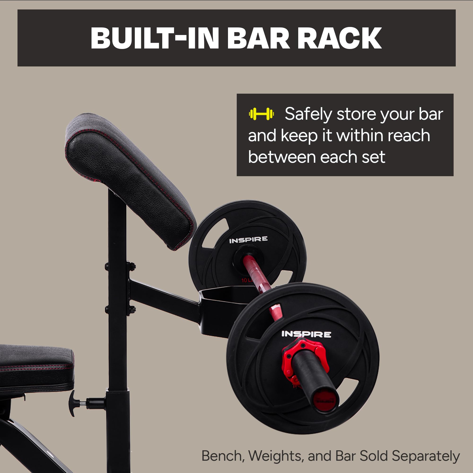 Inspire Fitness Preacher Curl Attachment for SCS & FT1 Benches - Adjustable Bicep Curl Bench Accessory for Arm Workouts - Perfect for Home Gym Strength Training & Muscle Building Exercises