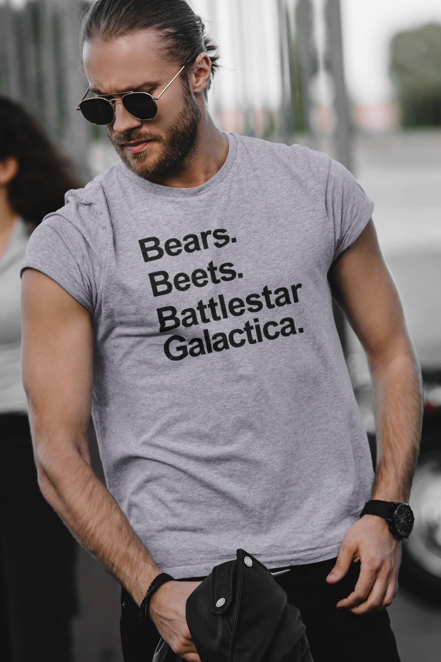 Pop Threads Bear Beets Graphic T-Shirt - Short Sleeve Casual Tee for Men & Women - Perfect for Office, Casual Wear & Everyday Outfits