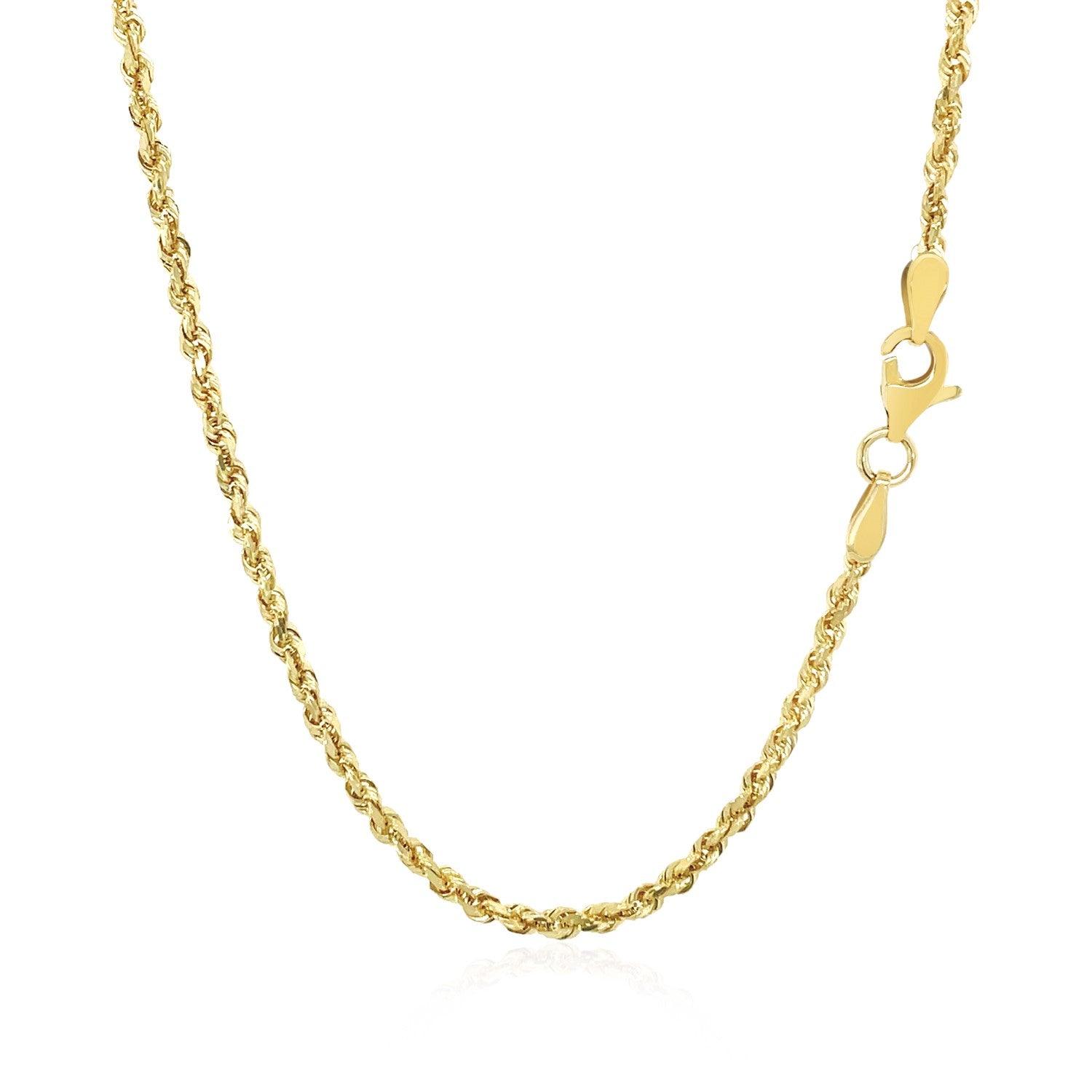 2.25mm 10k Yellow Gold Solid Diamond Cut Rope Chain Necklace for Men & Women - Perfect for Everyday Wear, Gifts & Special Occasions