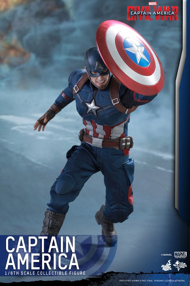 Hot Toys 1/6 Scale Captain America Civil War Fully Poseable Collectible Figure - Movie Masterpiece Action Figure for Display & Marvel Fan Collections