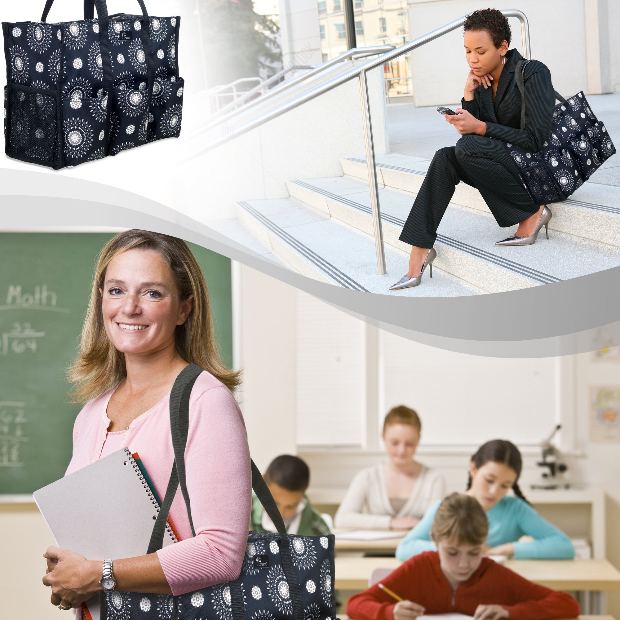 Multi-Pocket Utility Tote Bag for Women - Durable Work Bag for Nurses, Teachers & Crafters - Perfect for Hospital Shifts, Classroom Organization & DIY Projects