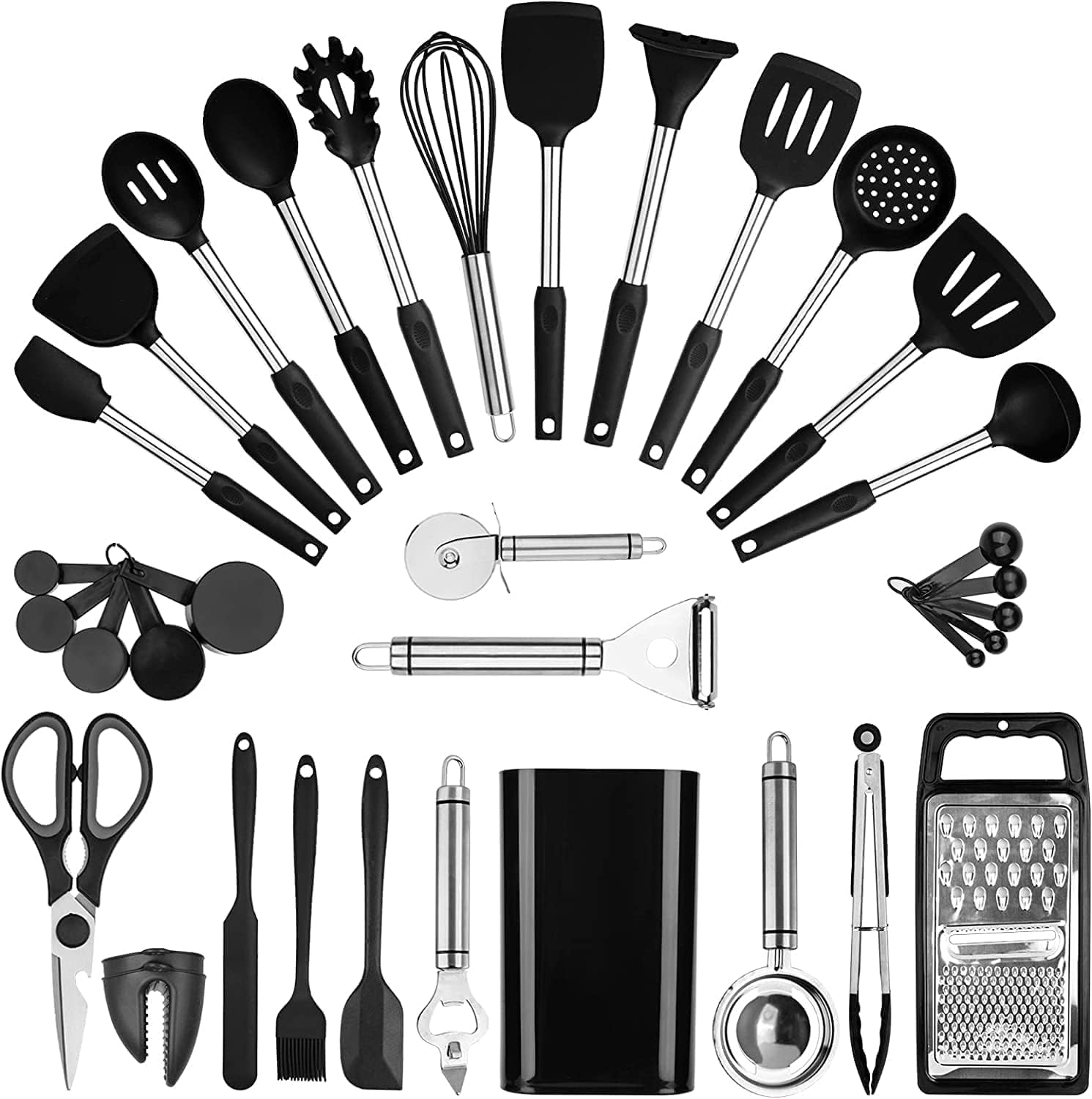 Nonstick Silicone Kitchen Utensil Set - 46pcs Cooking Tools for Pots & Pans