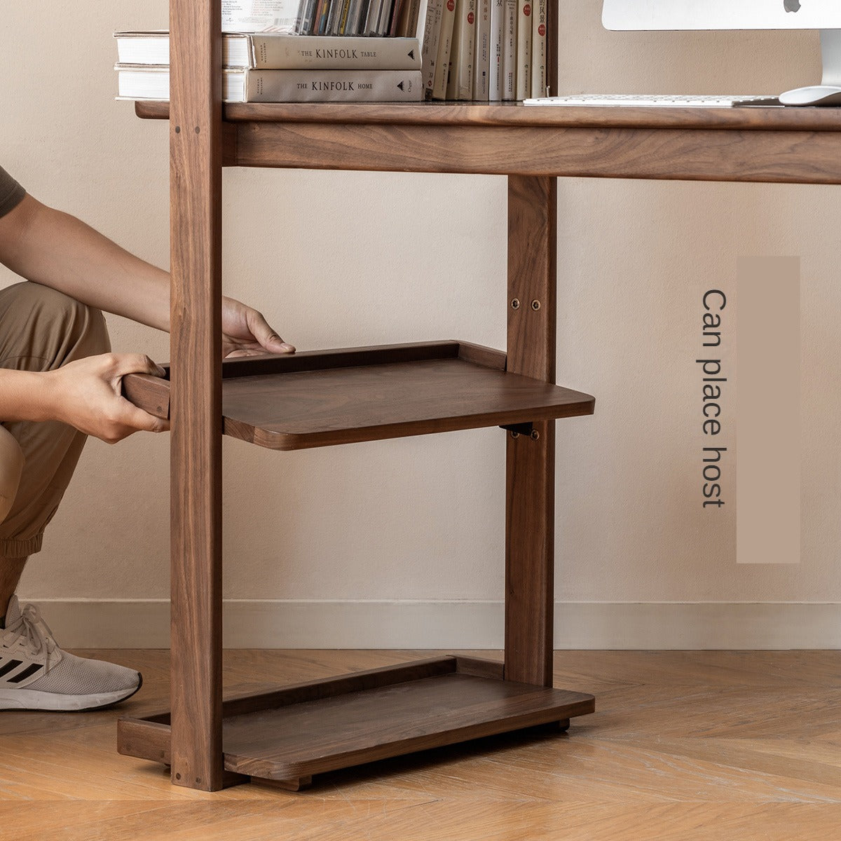 Premium Black Walnut & Ash Solid Wood Bookshelf - Handcrafted Office Desk Organizer for Home & Study Room Decor - Perfect for Books, Plants & Display Items